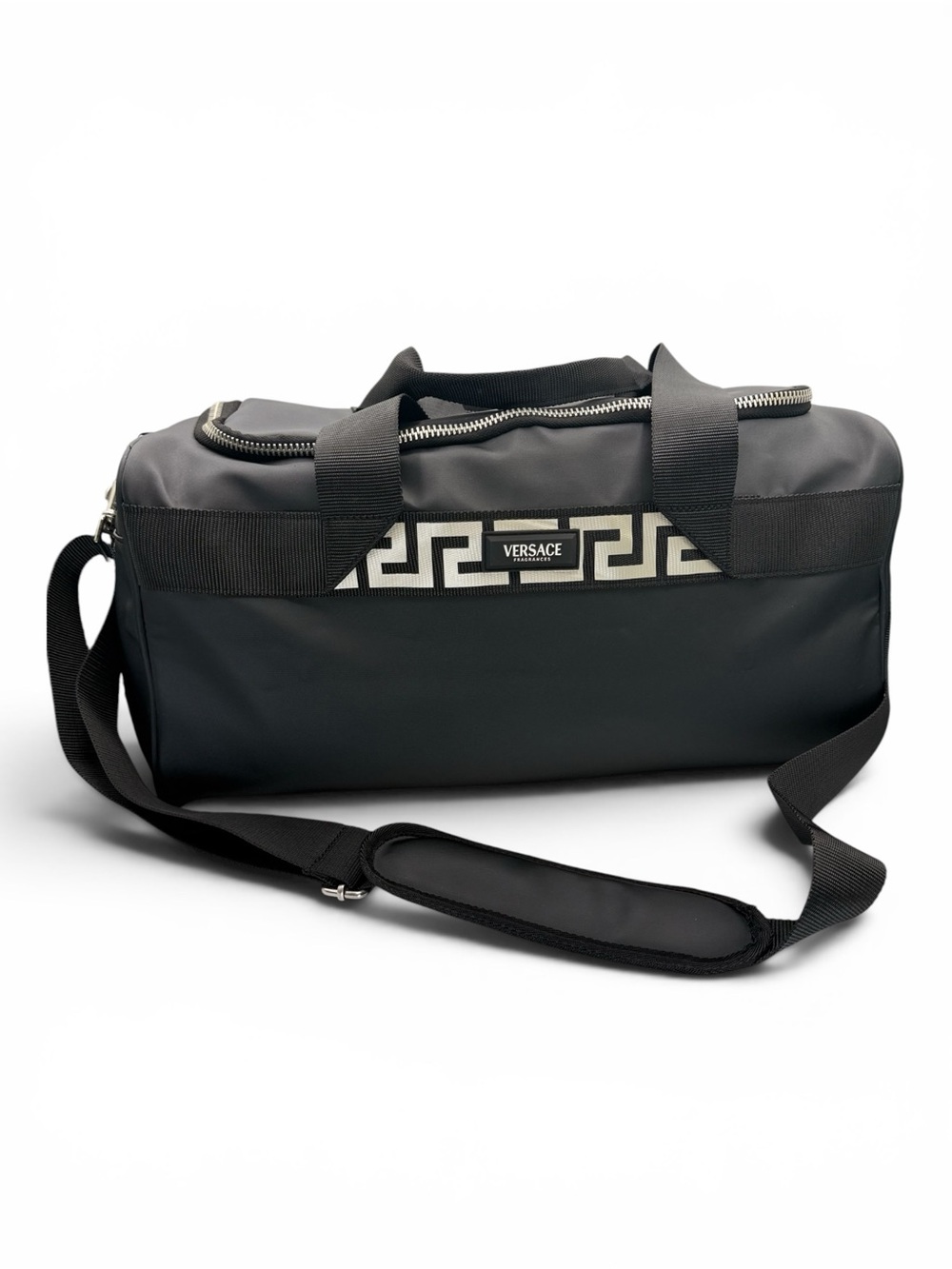Versace Fragrances Men’s Black Silver Duffle Travel Overnight Gym Bag